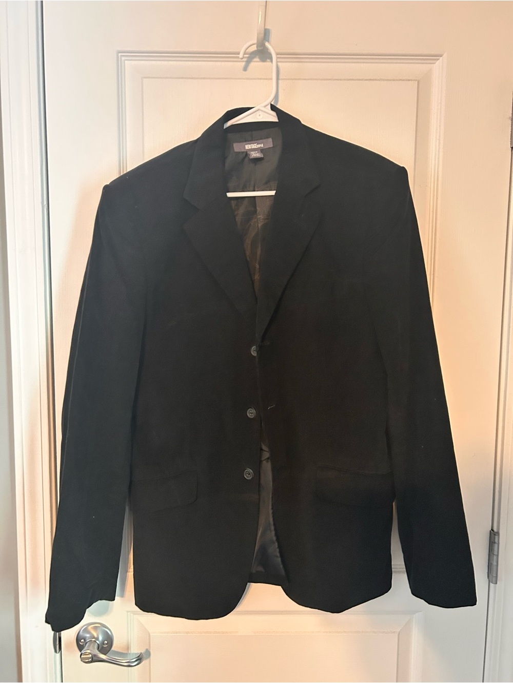 Corduroy Classic Black Three-Button Blazer - Medium